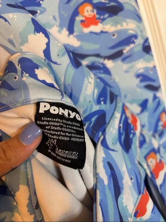 Her Universe Ponyo Blue and Light Blue Ocean Print shortalls size 3X - Picture 2 of 5